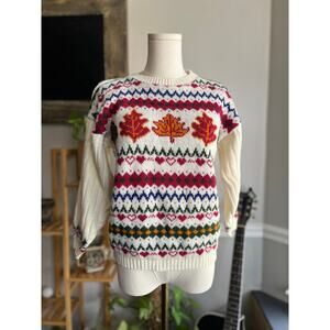 Vintage 90s Fair Isle Fall Leaf Sweater Size Small